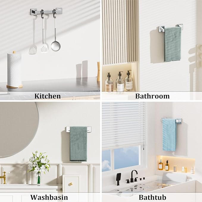 Alise Towel Bar Towel Rack for Bathroom Wall Mount 12 Inch,Polished Chrome | SUS304 Stainless Steel Bathroom Towel Holder, Full Square Towel Rod Towel Hanger for Bathroom Lavatory Kitchen