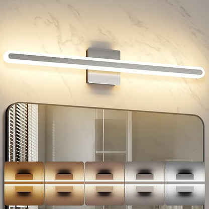 Brushed Nickel Vanity Lights for Bathroom 31.5 Inch LED Bathroom Light Bar | 24W with 5CCT Dimmable, Modern Bathroomakeup Mirror Lights
