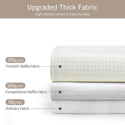 Cream 256GSM Waffle Weave Shower Curtain, 72"x84" | Extra Long with Weighted Hem & Rustproof Grommets-Water-Repellent Polyester, Hotel Spa Style for Bathroom,RV,Apartment