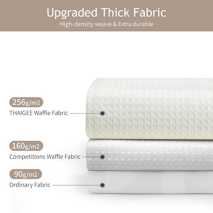 256GSM Heavy Duty Waffle Weave Shower Curtain, Cream 72"x72" | with Weighted Hem - Hotel Spa Luxury Water-Repellent Polyester Bathroom Curtain for Home, RV, Apartment, Dorm