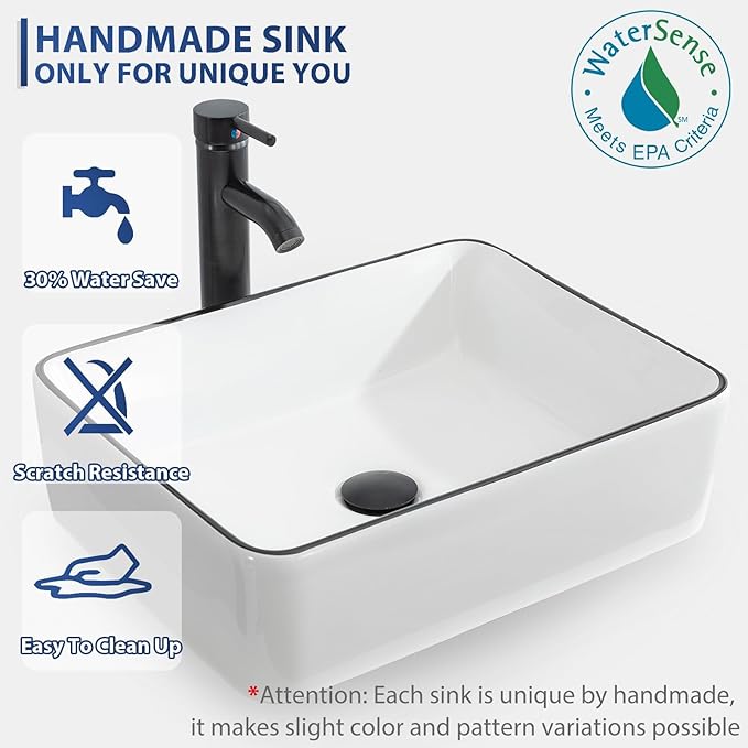 eclife 24" Floating Bathroom Vanities with Sink Combo, Wall Mounted Modern Cabinet W/Diamond Line Pattern Design, White Black Ceramic Vessel Sink W/Water Save Faucet & Pop Up Drain, White