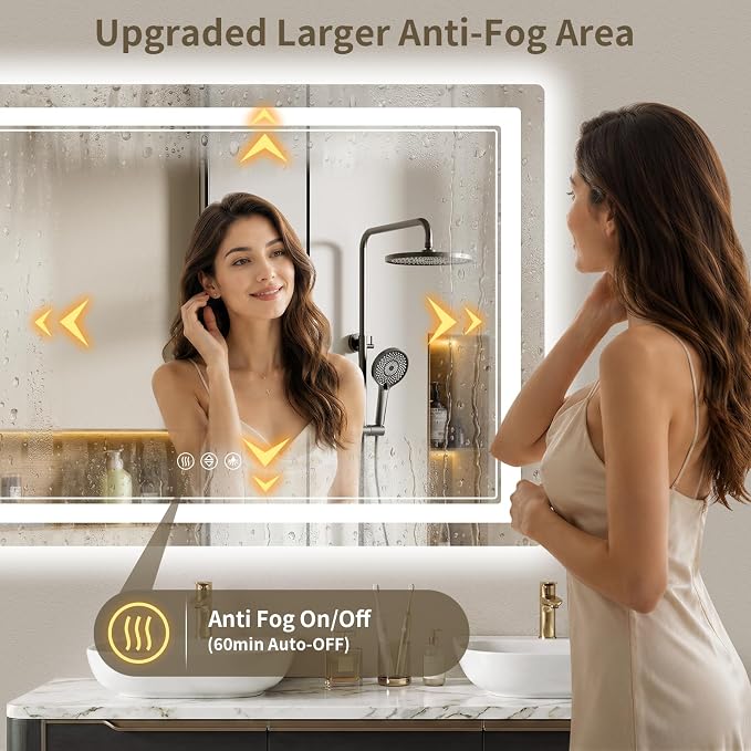 30"x30" LED Bathroom Mirror with Lights, Backlit + Front Lit, Anti-Fog, Lighted Bathroom Mirror for Wall, HD Shatterproof Tempered Glass, Dimmable, Memory Function (Horizontal/Vertical)