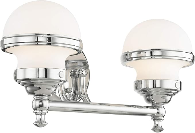 Livex Lighting 5712-05 Transitional Two Light Bath Vanity from Oldwick Collection Finish, Polished Chrome 15 x 7.25 x 8.25