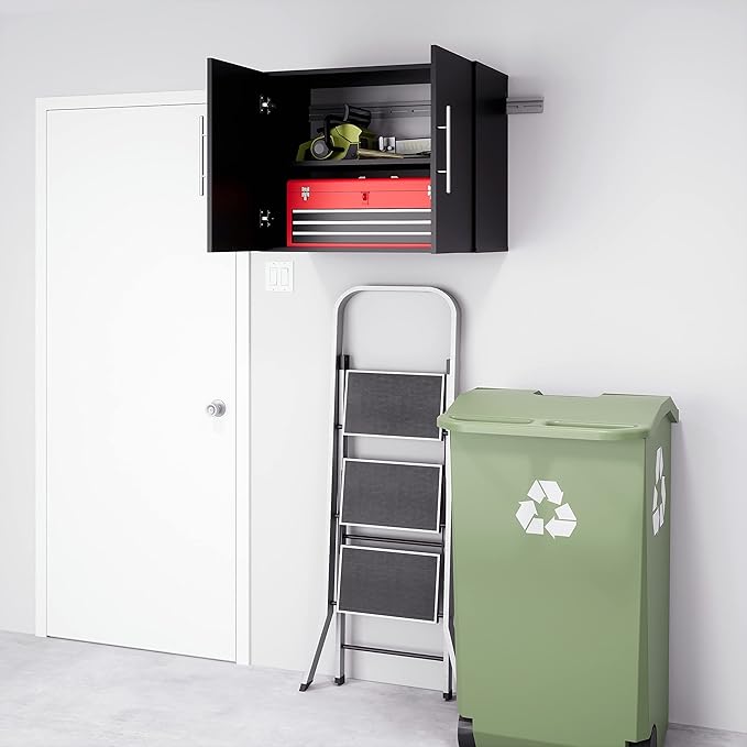 Prepac's HangUps Upper Storage Cabinet - Elegant and Spacious Wall Cabinets to Maximize Your Storage, 36" Size, Classic Black Finish