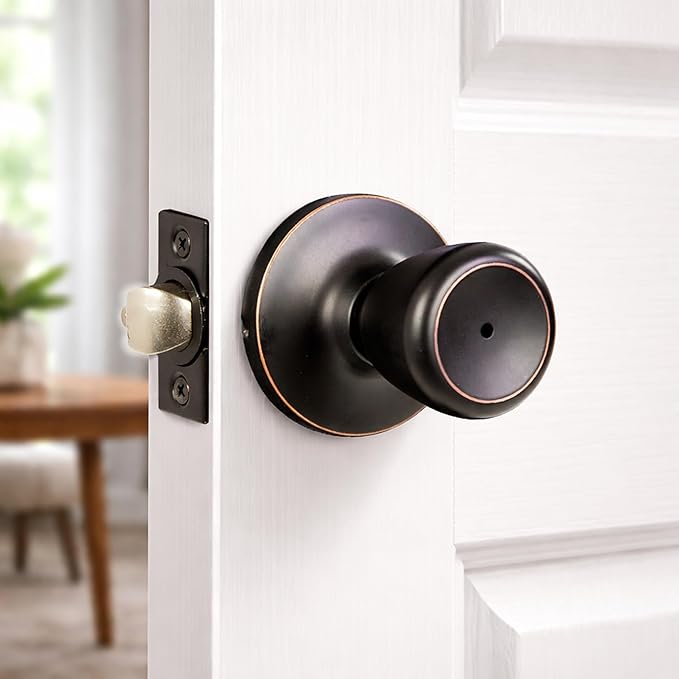 Design House Terrace Door Knob and Hardware, ANSI Grade-3 Certified, Bedroom/Bathroom Privacy Lock, Multiple Length Door Backset, Oil-Rubbed Bronze, 1.85 in. Diameter, 728725