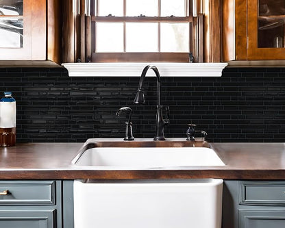 Black Peel and Stick Backsplash 3D Self Adhesive Wall Tile 10 Sheet | Thick,Sticky,12"x12",Marble,for Kitchen,Bathroom