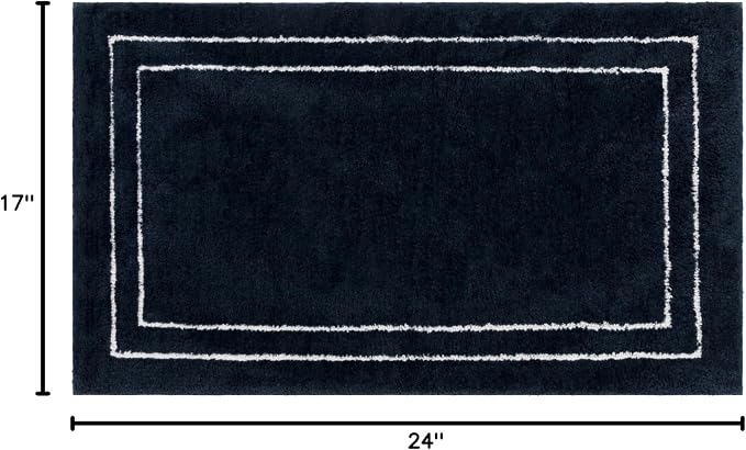 Mohawk Home Corona Casual Geometric Navy Blue 1' 5" X 2' Machine Washable Bath Mat Perfect for Bathroom
