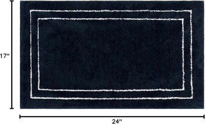 Mohawk Home Corona Casual Geometric Navy Blue 1' 5" X 2' Machine Washable Bath Mat Perfect for Bathroom