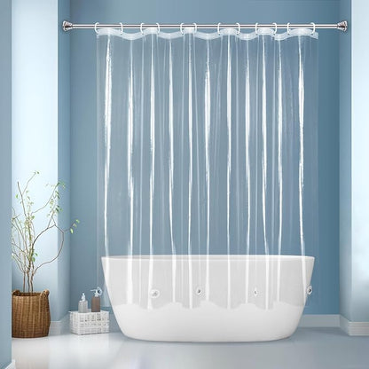 EurCross Clear Shower Curtain Liner Short Length 68 inches with 5 Magnets, Waterproof PVC-Free 9G Heavy Duty PEVA Shorter Transparent Shower Curtain 72 x 68 inch Without Hooks