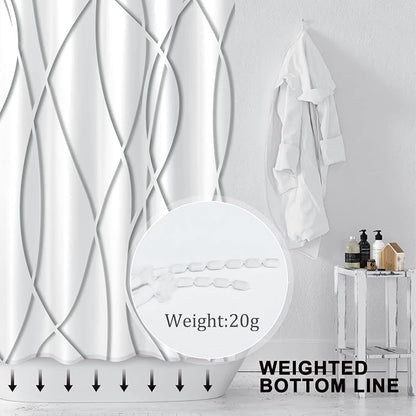 Striped Shower Curtain for Bathroom, Grey Shadow, 72" W x 72" L | with Hooks, Modern Hotel Style, Water Repellent, Washable, Weighted Hem