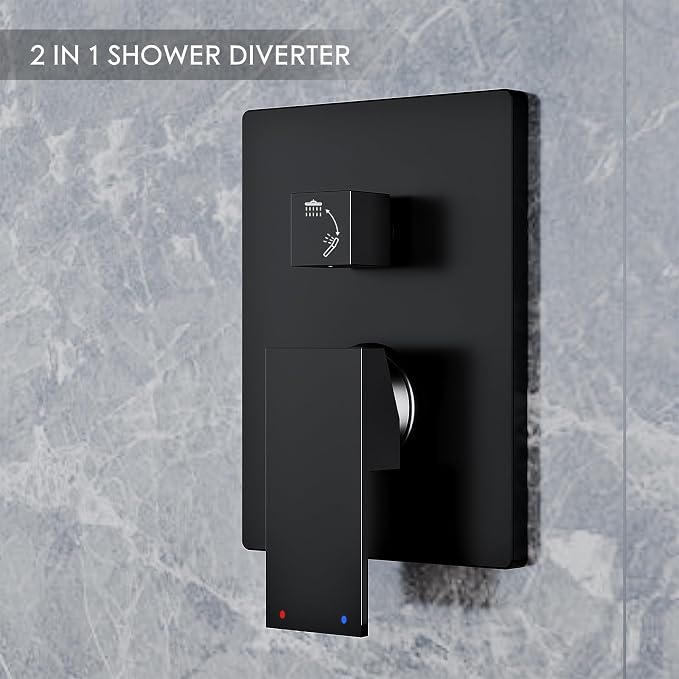 Alesco Shower System, Black Shower Faucet Set with 10-Inch High-Pressure Rainfall Showerheads and Handheld Spray combo, Showerfixture Include Valve and Trim Kit, Matte Black