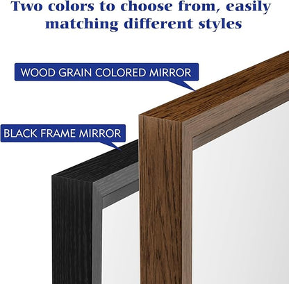 Bathroom Vanity Mirror 36x36 Inch, Walnut Rectangle Bathroom Mirror, Anti-Rust, 4MM Tempered Glass, Wall-Mounted Mirror, Hangs Horizontally or Vertically for Bathroom & Bedroom