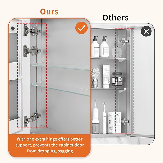 LUVODI Bathroom Cabinet with Mirror: Wall Vanity Cabinets Medicine Storage Shelves