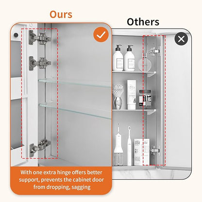 LUVODI Bathroom Cabinet with Mirror: Wall Vanity Cabinets Medicine Storage Shelves