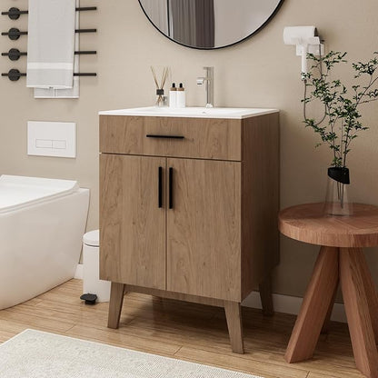 24" Bathroom Vanity Without Sink,Bathroom Vanity no Sink Vanity Combo with Two Soft Close Cabinet Doors, Modern Single Bathroom Cabinet Set with Metal Handles