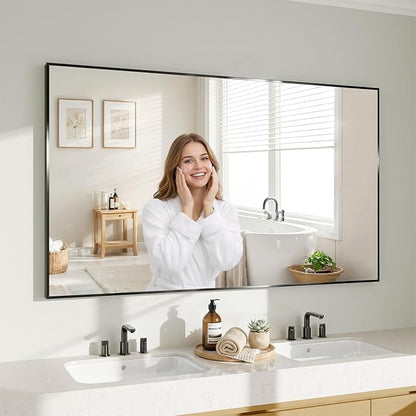 Koonmi Black Mirrors for Wall, 30x55 Inch Bathroom Mirror, Rectangular Wall Mirror for Living Room Bedroom Bathroom, Hangs Horizontally or Vertically