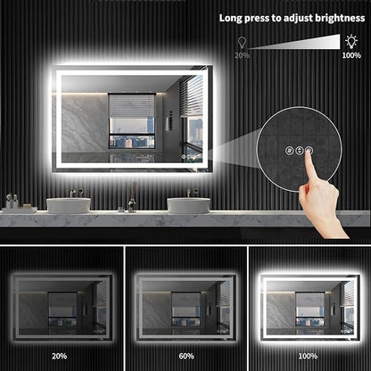 LOAAO 40"X32" LED Bathroom Mirror with Lights, UL Listed | Anti-Fog, Dimmable, 3 Color Temperature, Backlit + Front Lit, Memory Function, Tempered Glass