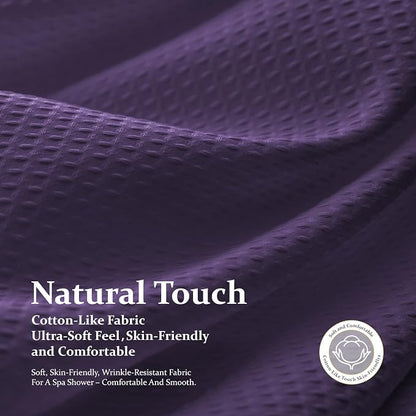 Stall Waffle Shower Curtain 256 GSM Heavy Fabric 60x72 Purple | 60 Inch Wide, Thick Cloth, Weighted Hem, Water Repellent, Hotel Luxury Polyester Shower Curtain Set for Bathroom 10 Hooks