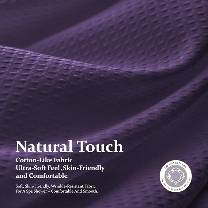 Waffle Shower Curtain 256 GSM Heavy Duty Fabric 72"x72" Purple | Thick Textured Cloth, Weighted Hem, Water Repellent Washable, Hotel Luxury Polyester Shower Curtain Set for Bathroom 12 Hooks