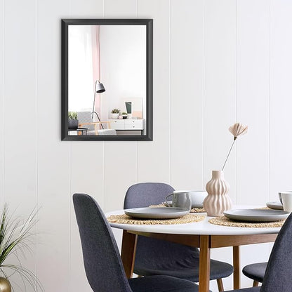 Black Bathroom Mirror, 24x32 Inch | Thick Metal Framed, HD Reflection, Anti-Rust, Hang Horizontally/Vertically, Suitable for Vanity, Bedroom, Bathroom, Entryway
