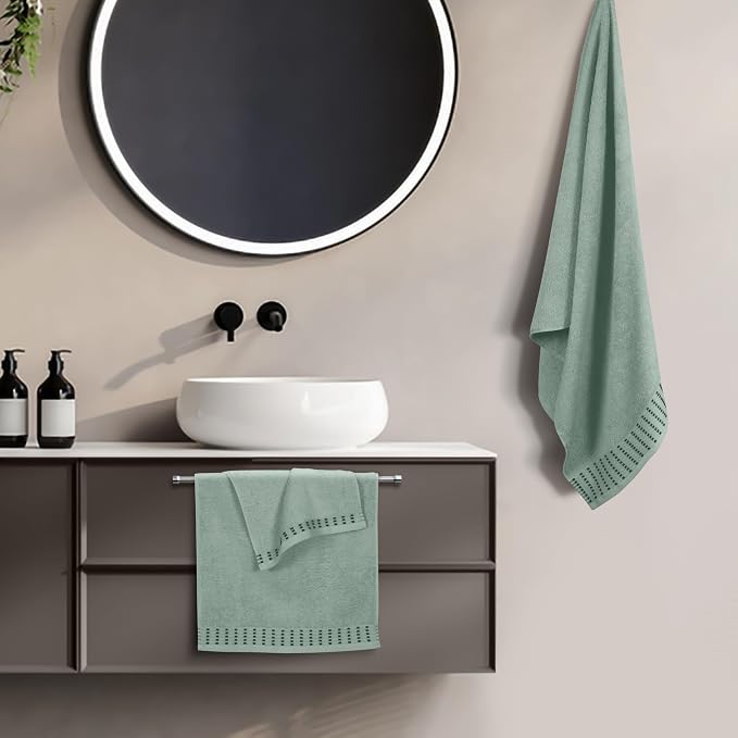 Ultra Soft 3 Pack Cotton Towel Set, Contains a Bath Towels 28x55 inch, a Hand Towels 16x24 inch & a Wash Cloths 12x12 inch, Ideal Everyday use, Compact & Lightweight - Jade
