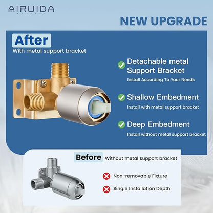 Airuida Shower Faucet Set,8 Inch Shower Valve Kit,Brushed Nickel | Male Threads,Rough-in Valve Shower Trim Kit,Single Handle Control Shower Set