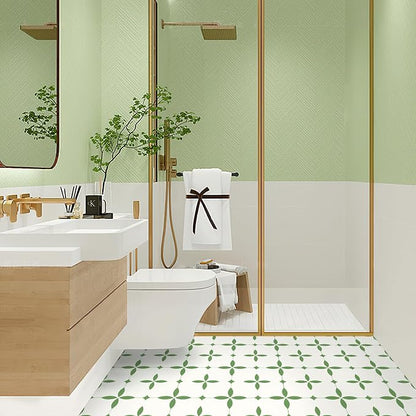 MORCART Peel and Stick Floor Tile Star Waterproof Vinyl Flooring DIY Flooring for Bathroom, Kitchen, Fireplace, Pet House, Stairs, Bedrooms, Wall, Store(20PCS,7.87" x 7.87",Green+White)