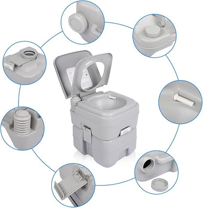 Excelvan 5.3 Gallon 20L Flush Portable Potti Outdoor Indoor Travel Camp Toilet for RV Car, Boat, Caravan, Campsite, Hospital