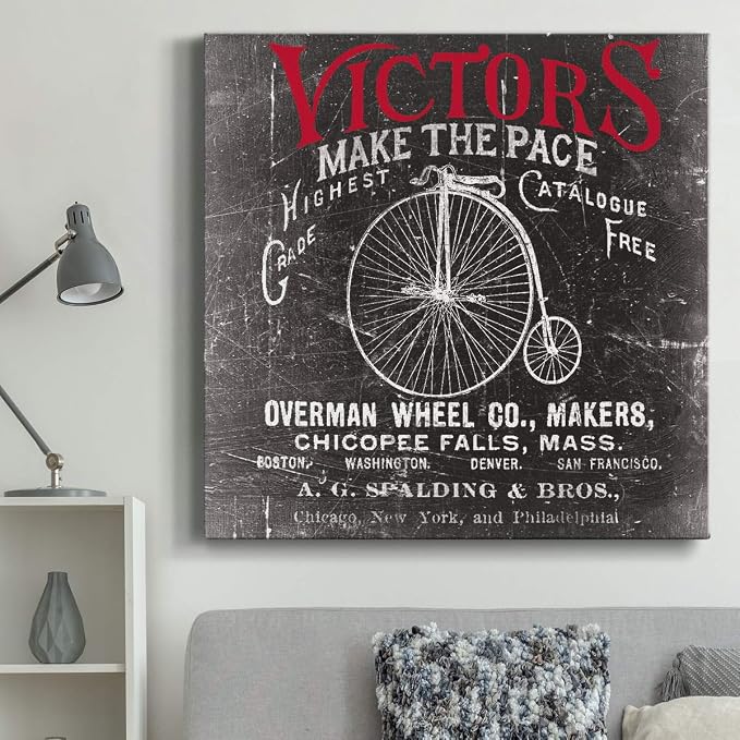 Renditions Gallery Antique Bicycle Wall Art, Premium Gallery Wrapped Canvas Decor, Ready to Hang, 40 in H x 40 in W, Made in America Print