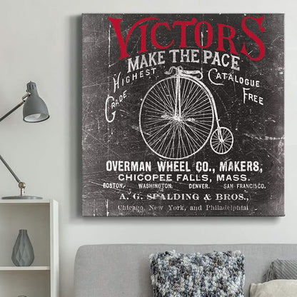 Renditions Gallery Antique Bicycle Wall Art, Premium Gallery Wrapped Canvas Decor, Ready to Hang, 40 in H x 40 in W, Made in America Print