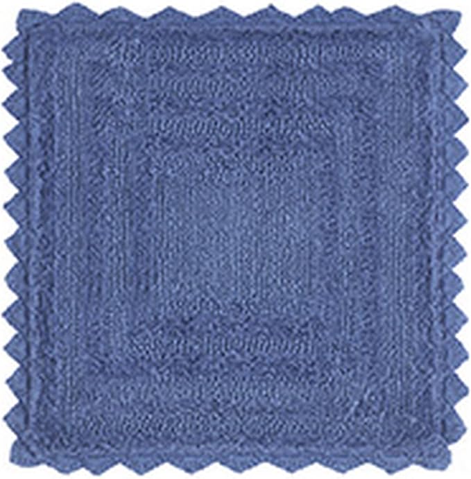 Better Trends Lilly Crochet 17x24 Oval Bath Rugs & Reversible Rugs, Bath mats for Bathroom, Luxurious 100% Cotton Bath Rug & Water Absorbent Bathroom Mat- Blue Bath Matt