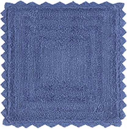 Better Trends Lilly Crochet 17x24 Oval Bath Rugs & Reversible Rugs, Bath mats for Bathroom, Luxurious 100% Cotton Bath Rug & Water Absorbent Bathroom Mat- Blue Bath Matt