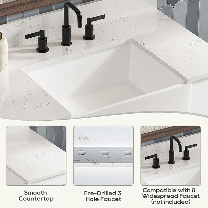 36 Inch Bathroom Vanity with Sink, Farmhouse Bathroom Sink Cabinet with Adjustable Feets, Solid Wooden Frame Single Sink Bathroom Vanity with Soft Closing Doors, Apron Farm Sink, White