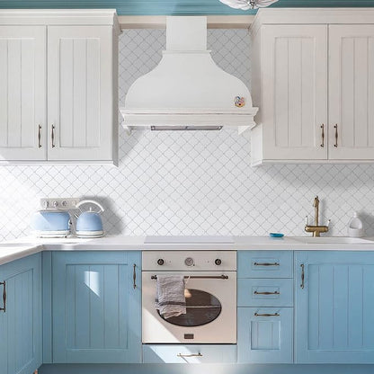 STICKGOO Arabesque Peel and Stick Backsplash, 12”X12” Vinyl Backsplash Tile for Kitchen Peel and Stick, Self Adhesive Wall Tile Stick on Tiles (Thicker Design, White)