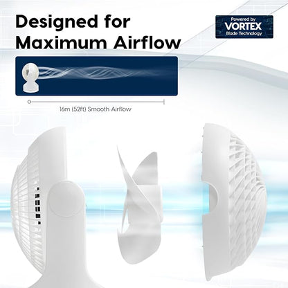 IRIS USA WOOZOO Small Desk Fan, 360° Vertical Tilt, Quiet Table Fan, White | 52ft Max Air Distance, 30 db, Table Top Fan for Bedroom, Office, Dorm, Kitchen, Air Circulator