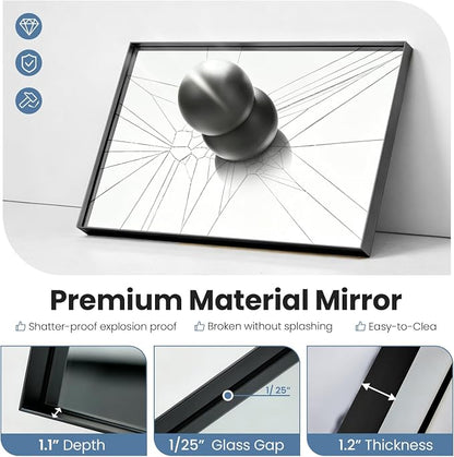 DUMOS 24"x40" Wall Mirror, Bathroom Mirrors for Over Sink, Black | Tempered Glass & Anti Rust Metal Frame, Decor for Entryway, Living Room, Bathroom, Vanity
