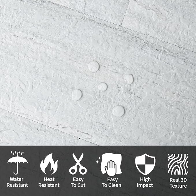 AULIGET 2-Piece Light Shale Peel and Stick Backsplash Wall Tiles, 6" x 12" PVC Faux Stone Stick on Tile for Backsplash Kitchen, Bathroom, Laundry Room, Camper, Fireplace