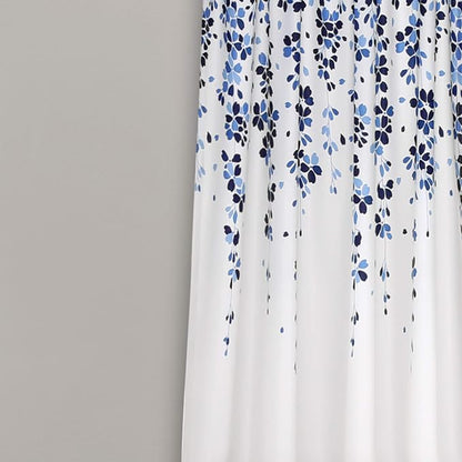 Lush Decor Weeping Flower Light Filtering Window Curtain Panels, Pair, 52"W x 84"L + 2" Header, Navy & Blue - Charming Modern Floral Curtains for Living Room, Dining Room, & Bedroom