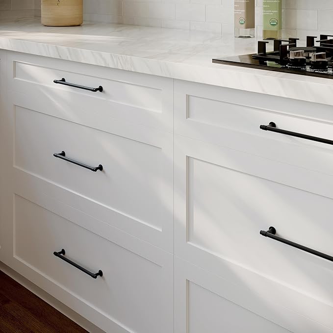 Franklin Brass 10 Pack Matte Black Cabinet Handles 7-9/16 inch (192mm) Kitchen Cabinet Handles and Drawer Pulls for Cupboards and Dressers | Francisco Collection