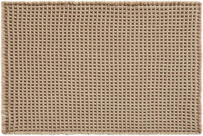 TYUU Waffle Bath Mat, Small Boho Bathroom Rugs Non Slip 24x16 Beige | Super Absorbent Quick Dry Bath Rug, Non-Slip Backing, Soft Waffle Washable Farmhouse Bathroom Mats, Tub, Shower & Home Decor