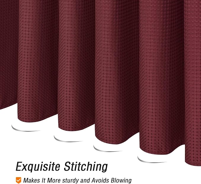 Burgundy Fabric Shower Curtain, 72 X 72 | Cloth-Textured Shower Curtain for Bathroom - Soft Cloth & Hotel Spa Luxury, Water Repellent, Machine Washable