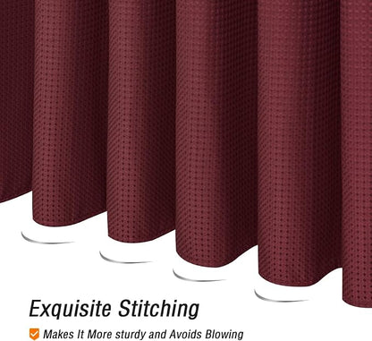 Burgundy Fabric Shower Curtain, 72 X 72 | Cloth-Textured Shower Curtain for Bathroom - Soft Cloth & Hotel Spa Luxury, Water Repellent, Machine Washable