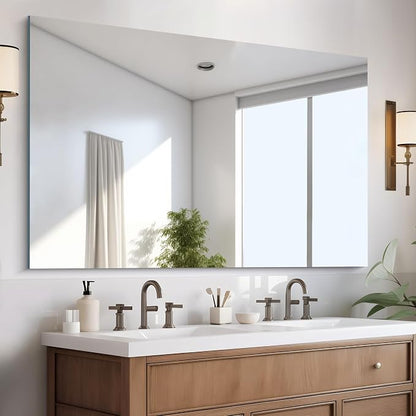 CILIBER Frameless Mirror, 55x36 Mirrors for Wall, Large Bathroom Mirror for Over Sink, Rectangle Frameless Vanity Mirror with Polished Edge, 3mm Tempered Glass, Hangs Horizontally or Vertically