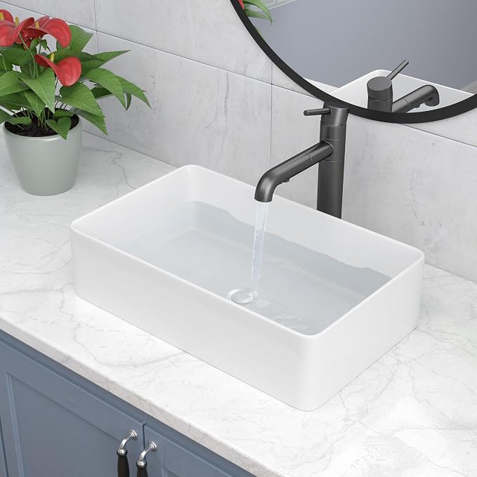Vessel Sink Rectangle 21"x13" White Rectangular Bathroom Sink | Rectangular Bathroom Sink