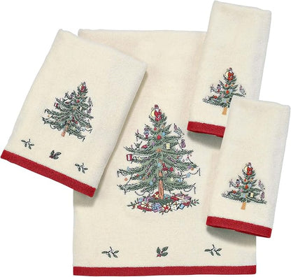 Spode - Fingertip Towels, Soft & Absorbent Cotton Kitchen Towels, Set of 2 Christmas Tree Collection