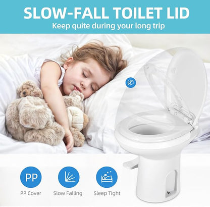 YITAMOTOR RV Toilet, High Profile Gravity Flush Toilet with Hand Sprayer, Pedal Flush for Car Travel Motorhome Caravan | High Profile Gravity Flush Toilet with Hand Sprayer, Pedal Flush for Car Travel Motorhome Caravan