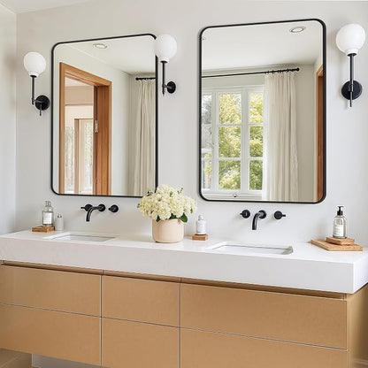 Vanity Black Bathroom Mirror for Over Sink, 2 Pack 36”x24” | HD Tempered Glass, Anti-Rust Frame, Vertical or Horizontal, Wall Mirrors for Bathroom Sink, Living Room, Entryway, Bedroom