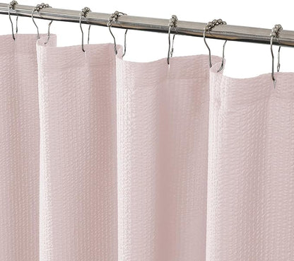 Long Stall Shower Curtain 54X78 inch, Embossed Textured Fabric Shower Curtain for Bathroom - Soft Cloth & Hotel Spa, Water Repellent, Machine Washable Bathroom Curtain, Pink