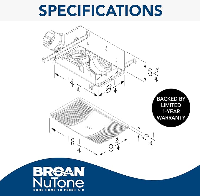 Broan-NuTone 80 CFM 1.5 Sones Bathroom Exhaust Fan and Heater with ENERLITES 15A 120-277VAC Double Paddle Light Switch, White