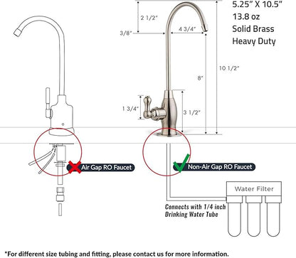 iSpring GK1-AB Reverse Osmosis Drinking Water Faucet, High Spout RO Faucet for Under Sink Water Filtration Systems,Antique Brass